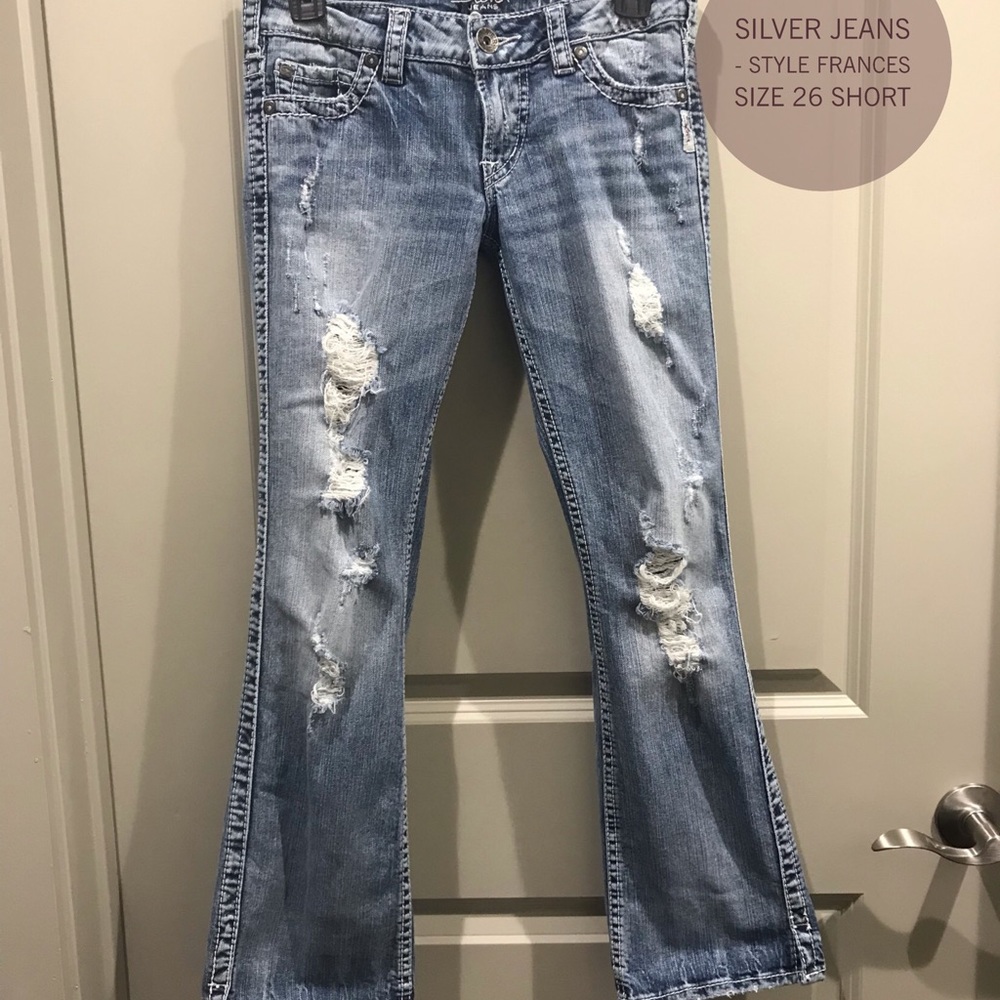 Silver distressed denim